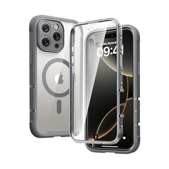 Eryueer Magnetic Designed for iPhone 16 Pro Max Case, Full Body Rugged with Touch Sensitive Anti-Scratch Screen Protector, Compatible with MagSafe, Soft Bumper Case for iPhone 16 Pro Max 6.9'', Gray