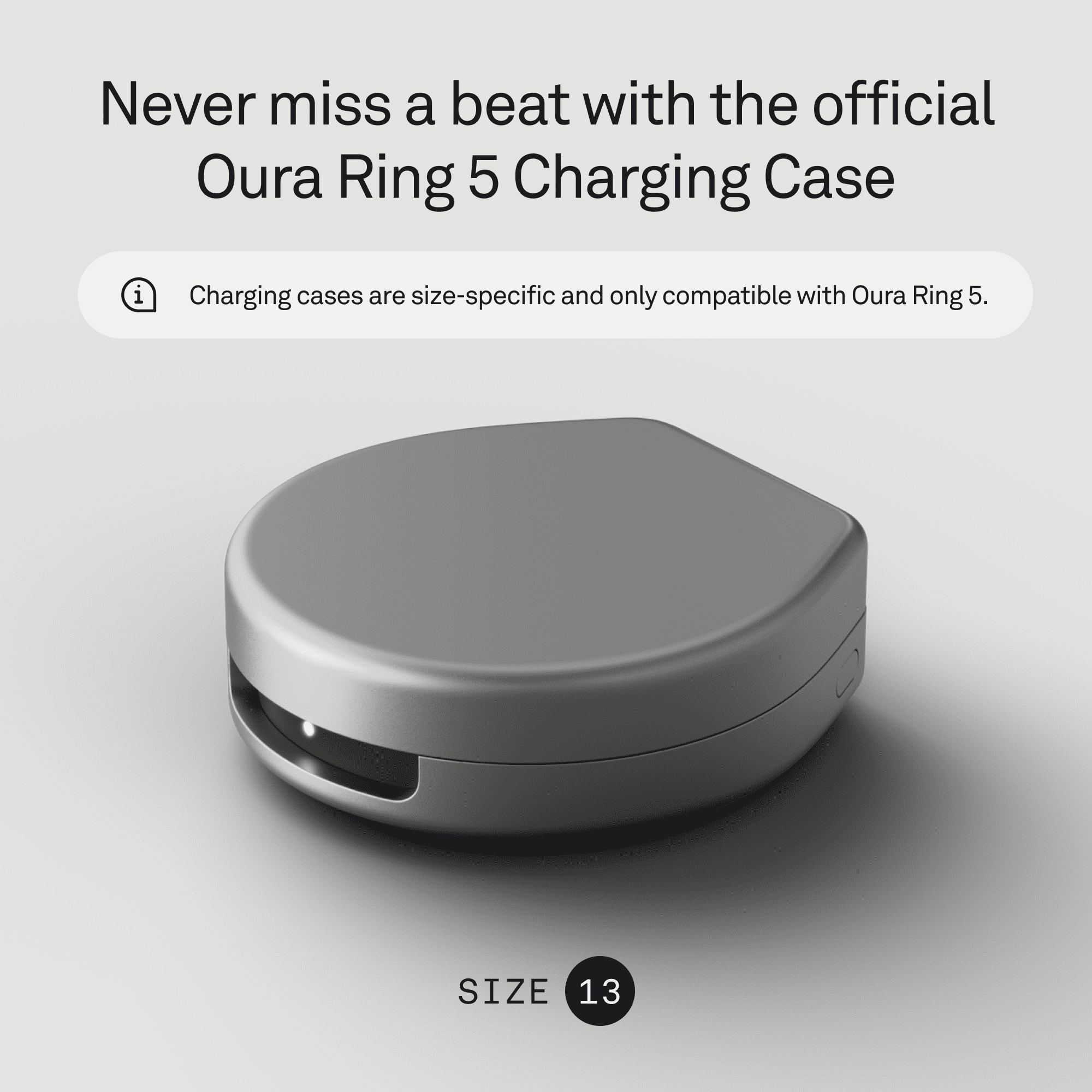 Oura Ring 5 Official Charging Case - Size 13 - Up to a month of battery life - USB-C Cord Compatible&nbsp;&nbsp;