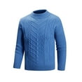 thumbnail image 4 of Men's Pullover Sweater Casual Crewneck Cable Knit Top Long Sleeve Classic Soft Knitted Sweaters with Ribbing Edge (XL, Blue), 4 of 7