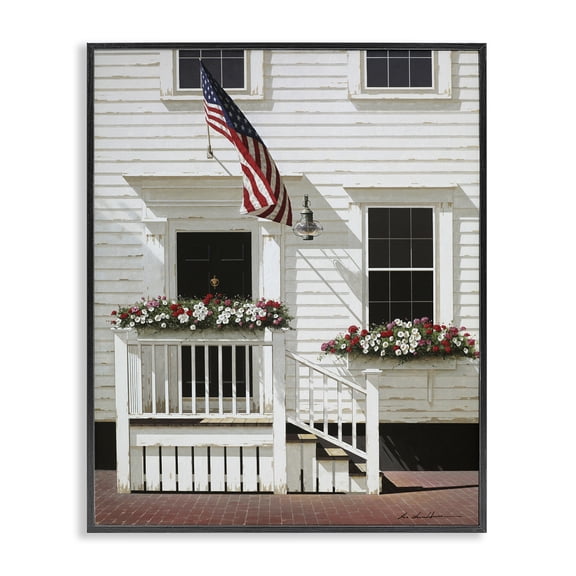 Stupell Industries Farmhouse Americana Town House Entrance Black Framed Giclee Art, 11 x 14, by Zhen-Huan Lu
