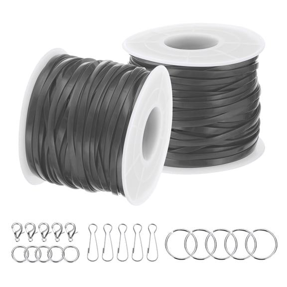 Uxcell Lanyard String Kit, 2 Rolls Lacing Cord with Accessories, Dark Grey