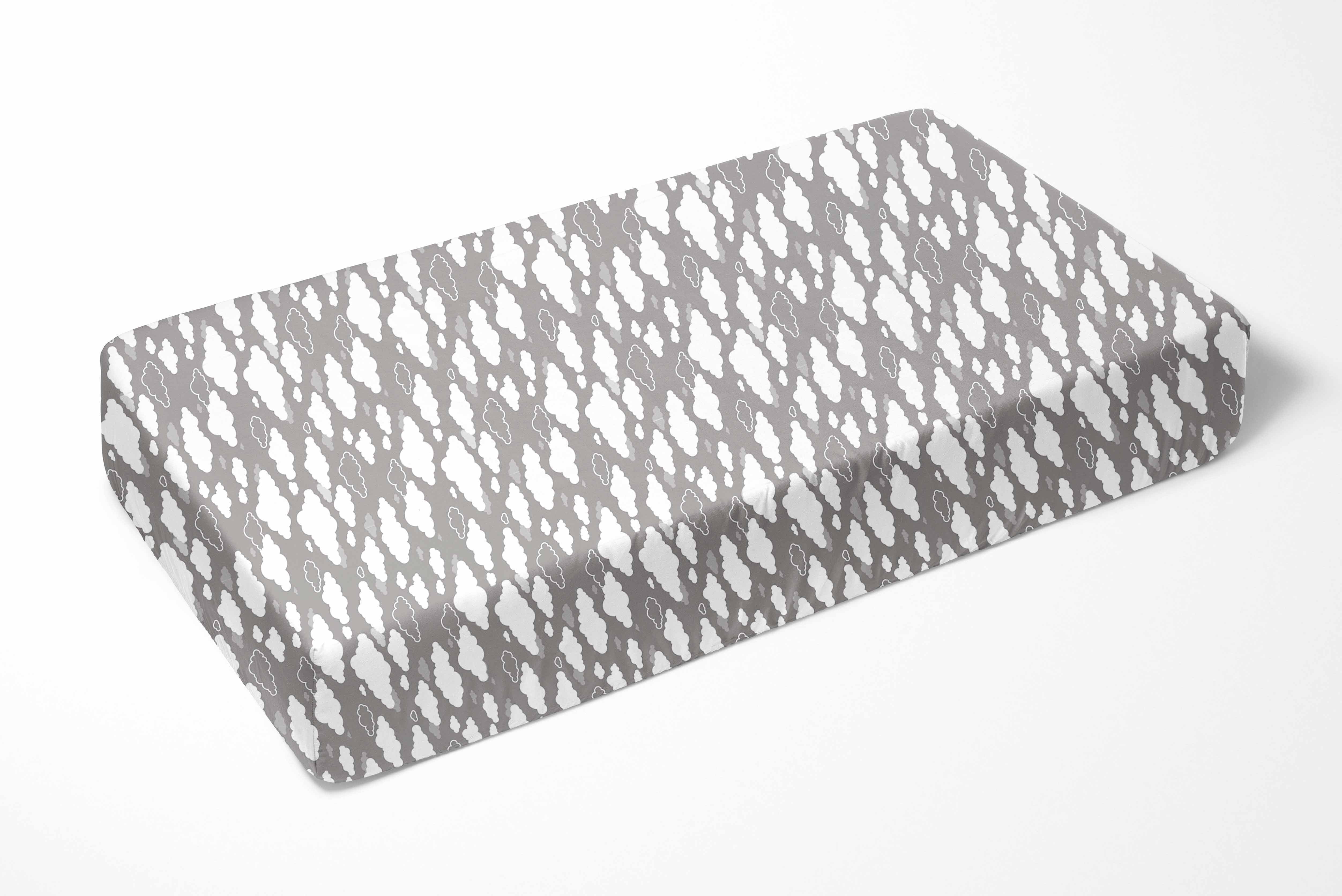 Bacati - Clouds in the City White/Grey Clouds Crib/Toddler Fitted Sheet