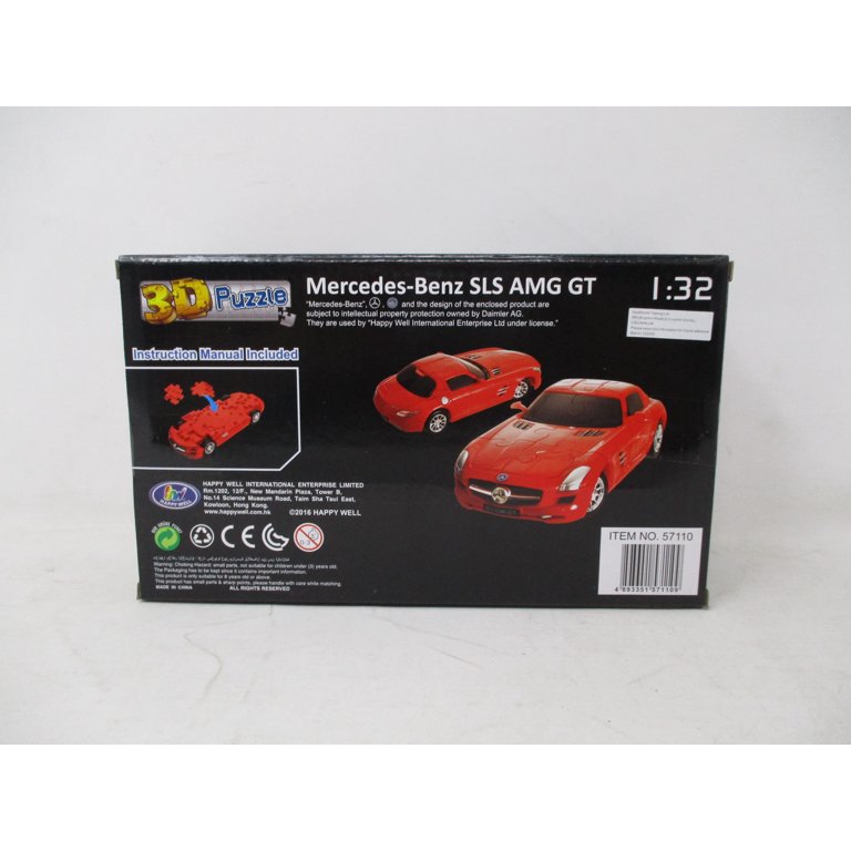Puzzle Fun 3D 1:32 Mercedes Benz SLS AMG GT- Solid Red- 62 pieces