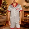 thumbnail image 2 of Elegant Satin Pajama Set Short Sleeve Button Down Top And Soft Shorts For Home Relaxation Cozy Nightwear Comfort, 2 of 4