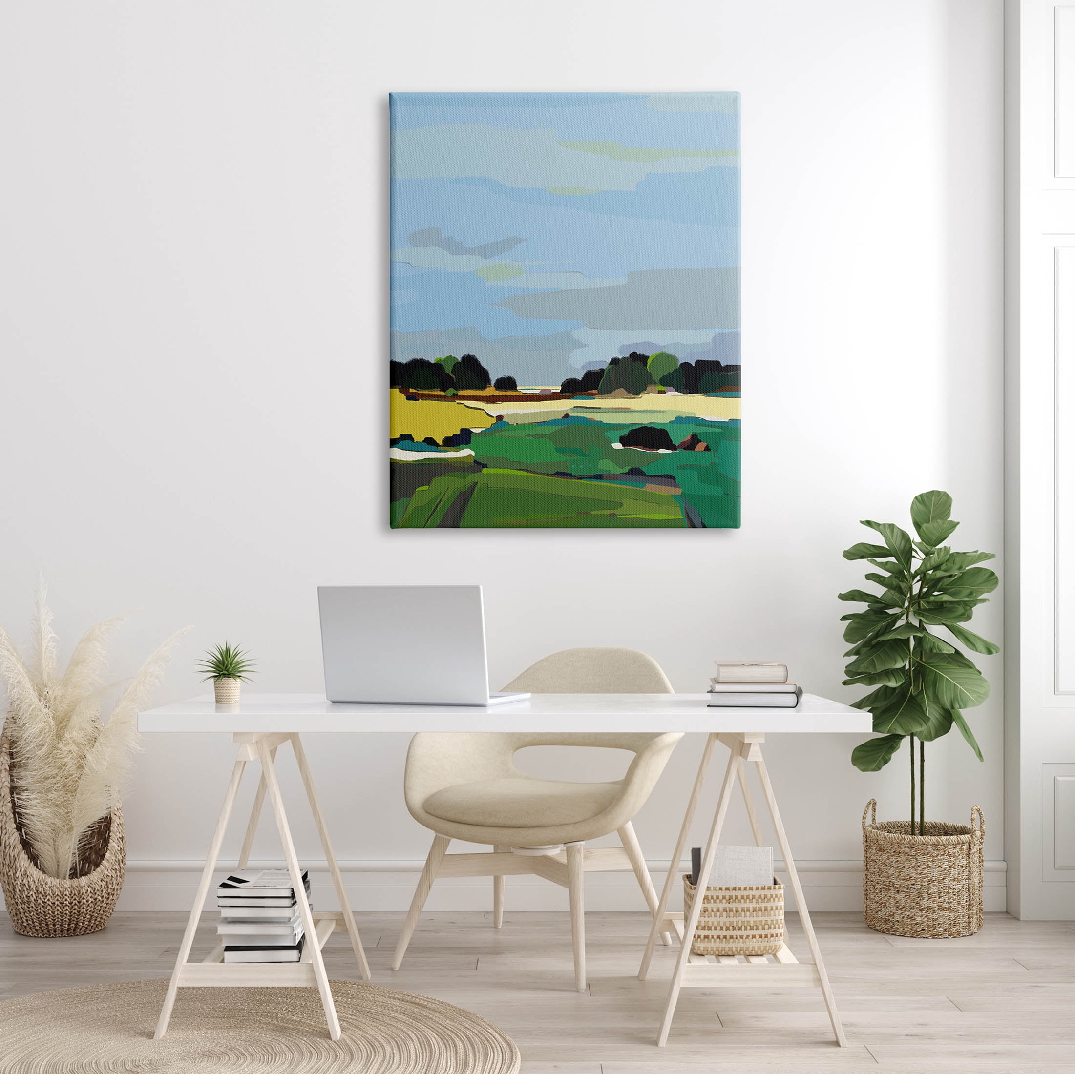 Stupell Industries Rural Grassland Fields Landscape Graphic Art Gallery Wrapped Canvas Print Wall Art, Design by Nikita Jariwala