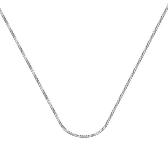 Sterling Silver Rhodium Plated 1.2mm Round Franco Chain Necklace Lobster Lock Closure - 18 Inch