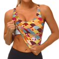 thumbnail image 3 of Balery Japanese Style Fish Scales Sujetadores deportivos con espalda cruzada para mujer, acolchados, sin costuras, de alto impacto, ideales para yoga, gimnasio, entrenamiento y fitness.-XX-Large, 3 of 8