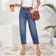 thumbnail image 6 of Women's Cropped Pants, Soft Fabric Slim Fit High Waisted Hem with Pocket, Fashionable Casual Trousers, Lounge Beach Outdoor, Capri Pants for Women | UKHCCC,Light Blue S, 6 of 8