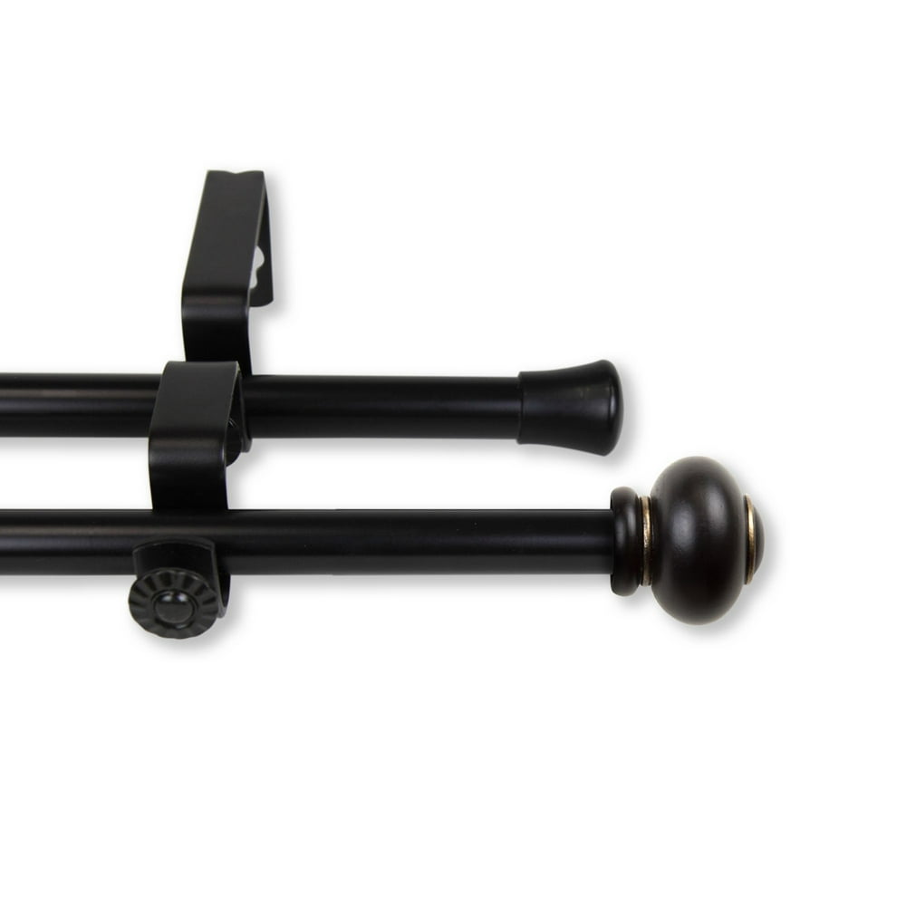 51.5" Black Contemporary Solid Double Curtain Rod