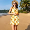 thumbnail image 3 of Balery Light Yellow Plaid Sunflower Pattern Women’s Summer Dresses – Loose Sleeveless Sundress, Casual and Comfortable Beach Dress for Hot Days, 3 of 7