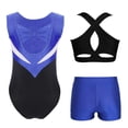 thumbnail image 3 of vastwit Gymnastics Leotards for Girls 3-Piece Dance Outfit Athletic Crop Top with Shorts Set Activewear Blue 16, 3 of 4