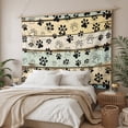 thumbnail image 3 of Teal Brown Paw Prints Tapestry for Bedroom Wall Hanging Tapestry, Vintage Farmhouse Wooden Grain Ceiling Backdrop Tapestries Poster Blanket Wall Decor for Teens Room Living Room Dorm 55" x 73", 3 of 8