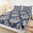 thumbnail image 3 of Manfei Western Damask Print Twin Sheet Sets for Adult, Vintage Flower Floral Twin Fitted Sheet, Bohemian Mandala Flat Sheet, Ultra Soft Home Decor, 3pcs, 3 of 7