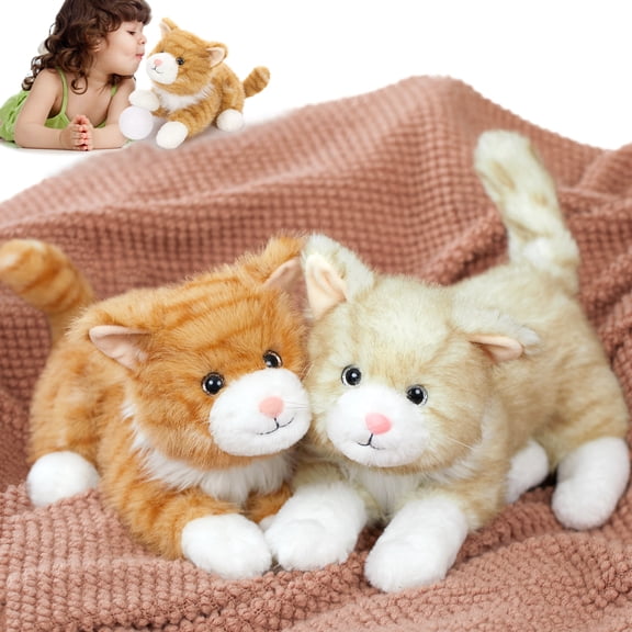 MorisMos 2Pcs Cat Stuffed Animals, 14" Realistic Cat Plush Toys