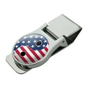 USA Patriotic Yin and Yang American Flag Satin Chrome Plated Metal Money Clip