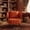 Orange, variant on Yellow Chenille Barrel Armchair with Curved Armrests, 30.43 in Seat for Small Spaces