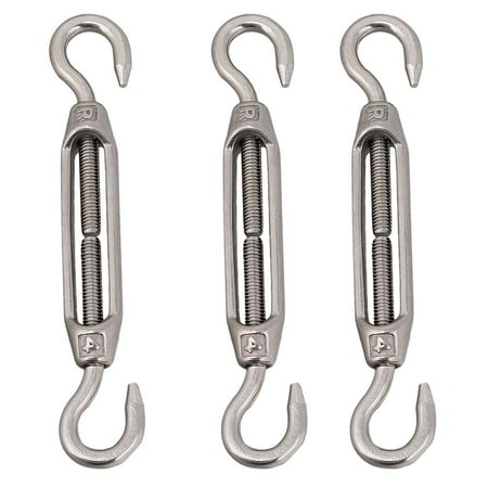 

3pcs M10 CC Stainless Steel 304 Heavy Duty Wire Rope Tensioner Turnbuckle Adjustable Hook Eye Turnbuckle
