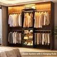 thumbnail image 2 of Homieasy Closet Organizers and Storage, 20.5-120'' W Closet System with 5 Hanging Rods, Shelving Tower, Wooden Walk-in Wardrobe Storage, Black, 2 of 7