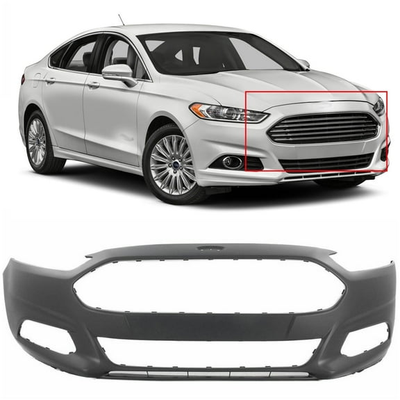 Genrics Primered, Front Bumper Cover Fascia Replacement for 2013-2016 Ford Fusion with not Park Assist Senso