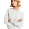 thumbnail image 5 of WTOBBY Women's Casual Lace Round Neck Base Layer Sweater, Knitted Long Sleeve Solid Color Top with Decorative Lace, Elegant and Comfortable Wear,White 2XL, 5 of 5