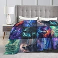 thumbnail image 5 of Wolf Blanket Colorful Wolf Fleece Throw Blanket Fuzzy Plush Super Soft Cozy Warm Wolf Stuffed Animal Decor Cool Wolf Blanket Gifts for Boys Girls Kids Adult Men Women 50"X40", 5 of 6