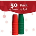 thumbnail image 2 of PLASTICPRO 10 Oz Disposable Cups Plastic Tumblers Party Cups Green & Red, 50-Pack, 2 of 7