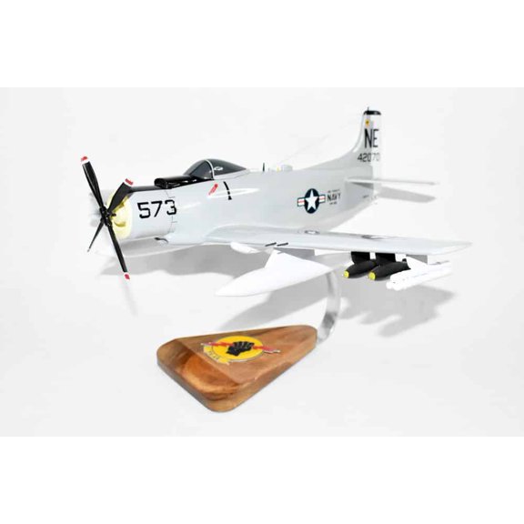 VA-25 Fist of the Fleet A-1H Spad Model, AD6  Navy, 1/33 Scale Model, Mahogany