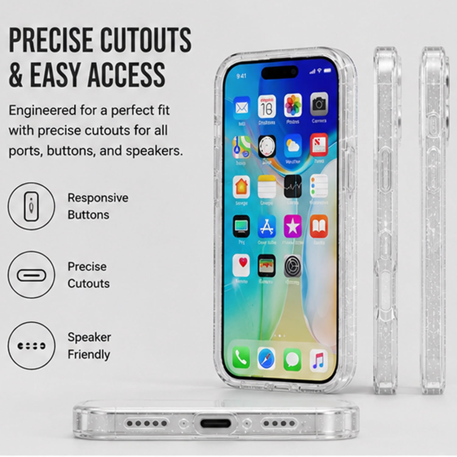 Protective Transparent Color Case with Magsafe for iPhone 17 Pro - Sparkle Clear