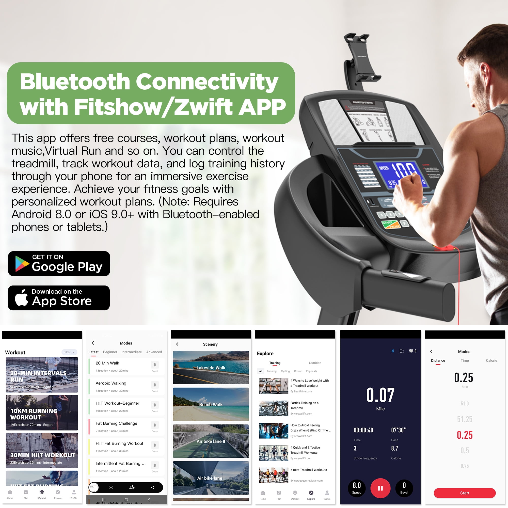 Qvamodo 4.5HP Treadmill for Home, Folding Treadmill with 20-Level Auto Incline,12 MPH Portable Treadmill 300 LB Capacity, Foldable Treadmill with 64+3+3+3 Programs Bluetooth, LED Display, APP Control