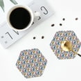 thumbnail image 4 of Lsque Colorful Lightning Bolts Pattern 4" Drink Coasters Set of 4, PVC Leather Absorbent Coasters, Table Coaster Set Decorative Coffee Cup Coasters Housewarming Gift-Hexagon, 4 of 6