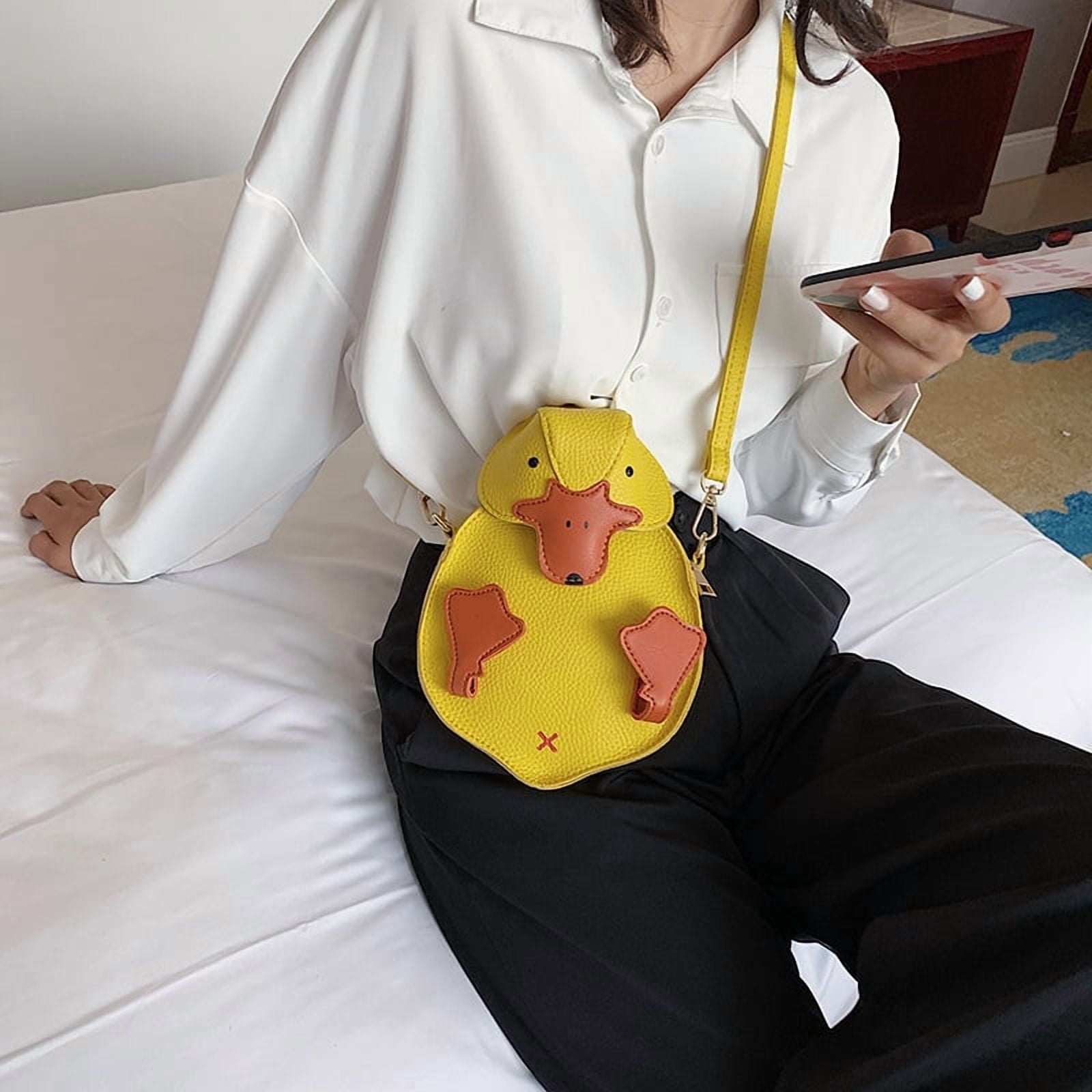 Baguery 3D Cartoon Duck Crossbody Bag - Small PU Leather Shoulder Bag, Cute Duckling Coin Purse Clutch for Women