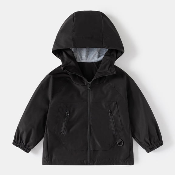 CPNG Kid Boys Girls Solid Color Coat Rainwear Lightweight Breathable Fleece Raincoat Waterproof Hooded Lightweight Rain Jacket Windbreaker Easy to Fold