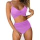 thumbnail image 1 of Conjunto de bikini cruzado con cuello halter y cintura alta para mujer, trajes de baño de dos piezas con efecto push up, 1 of 8