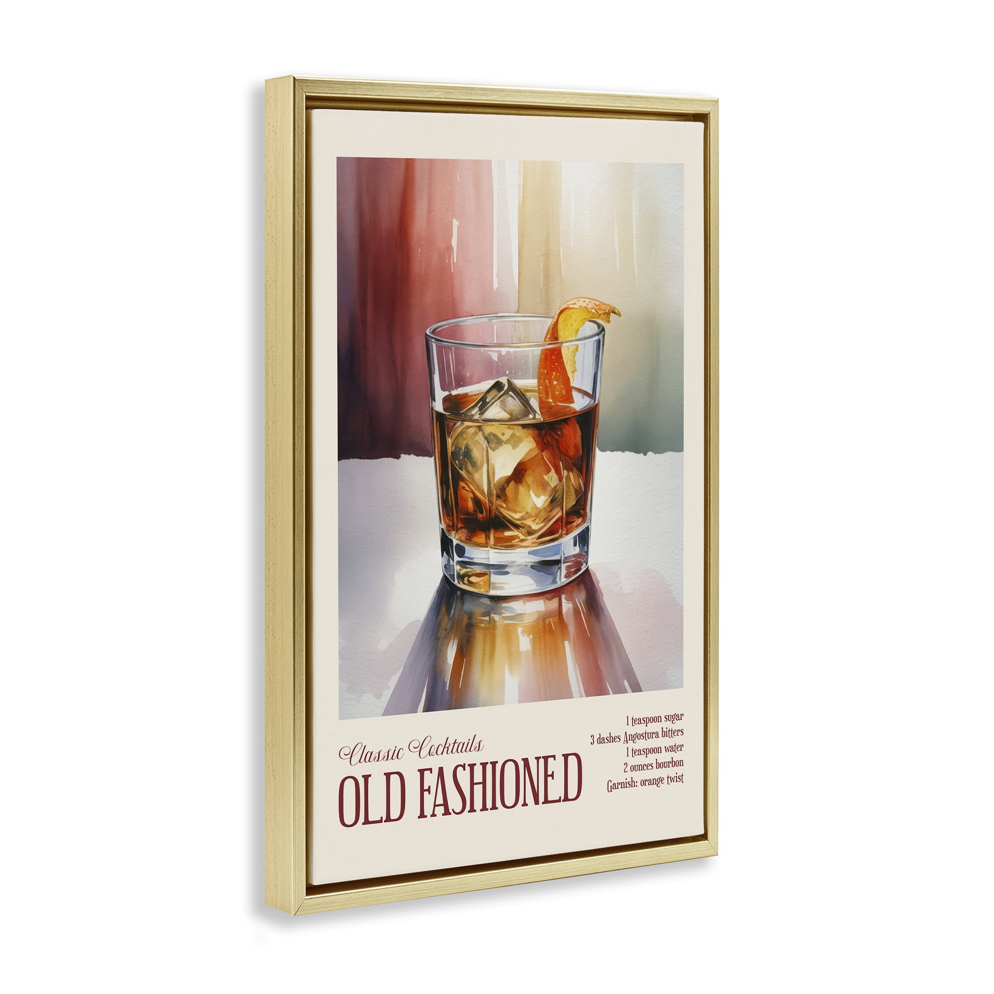 Stupell Industries Old Fashioned on Surface Gold Framed Floater Canvas Wall Art, design by Andreas Magnusson