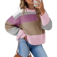 thumbnail image 2 of vigerkar Womens Color Block Loose Sweaters 2025 Winter Trendy Casual Oversized Y2k Going Out Striped Pullover Tops (Light Purple, XXL), 2 of 5