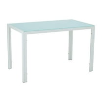 51 Inch Computer Writing Desk, White Tempered Glass Dining Table for Home Office