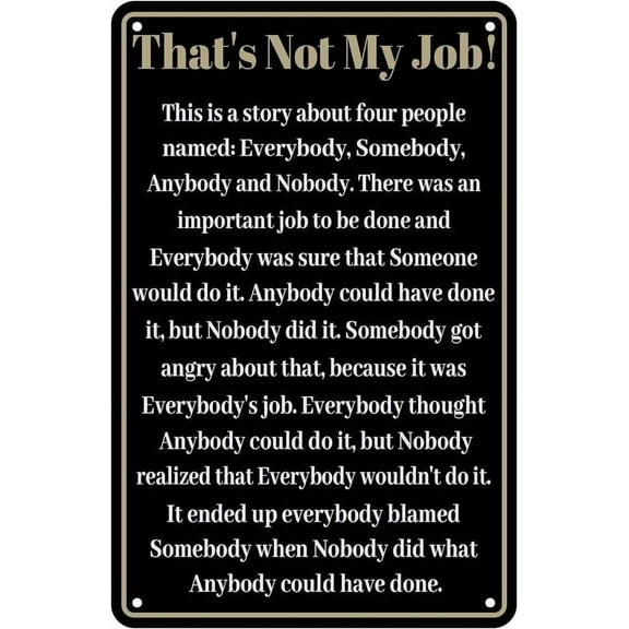 Retro Metal Tin Sign That'S Not My Job Everbody Somebody Anybody Nobody Sign Poster For Home Office Cafes Pub Wall Decor Plaque Sign Size: 12 x 16 inch