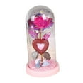 thumbnail image 2 of Regalos de San Valentín: Rosa en cúpula de cristal con luces, lámpara de mesa, decoración de San Valentín base rosa, 2 of 9