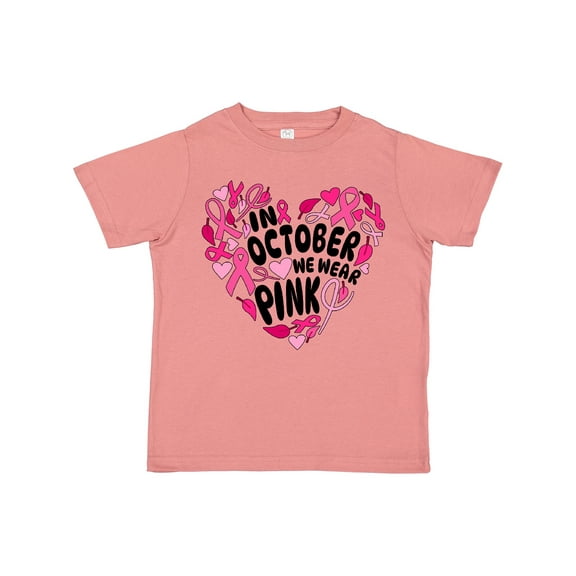 Inktastic In October We Wear Pink Breast Cancer Awareness Heart Boys or Girls Toddler T-Shirt