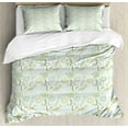 thumbnail image 1 of Caterpillar Duvet Cover Set Queen Size, Doodle Summer Nature Elements Pattern with Oriental Flowers and Exotic Birds, Decorative 3 Piece Bedding Set with 2 Pillow Shams, Multicolor, by Ambesonne, 1 of 3