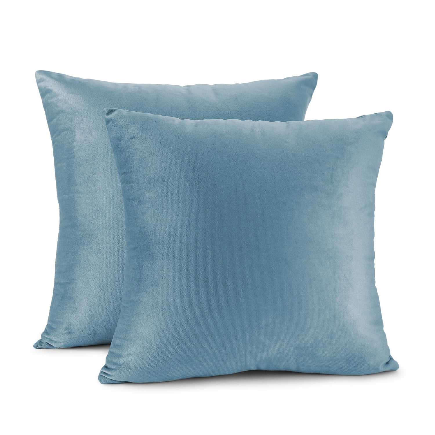 Clara Clark Plush Solid Decorative Microfiber Square Throw Pillow Cover with Throw Pillow Insert for Couch, Blue Heaven, 28"x28"", 4 Piece Decorative Soft Throw Pillow Set