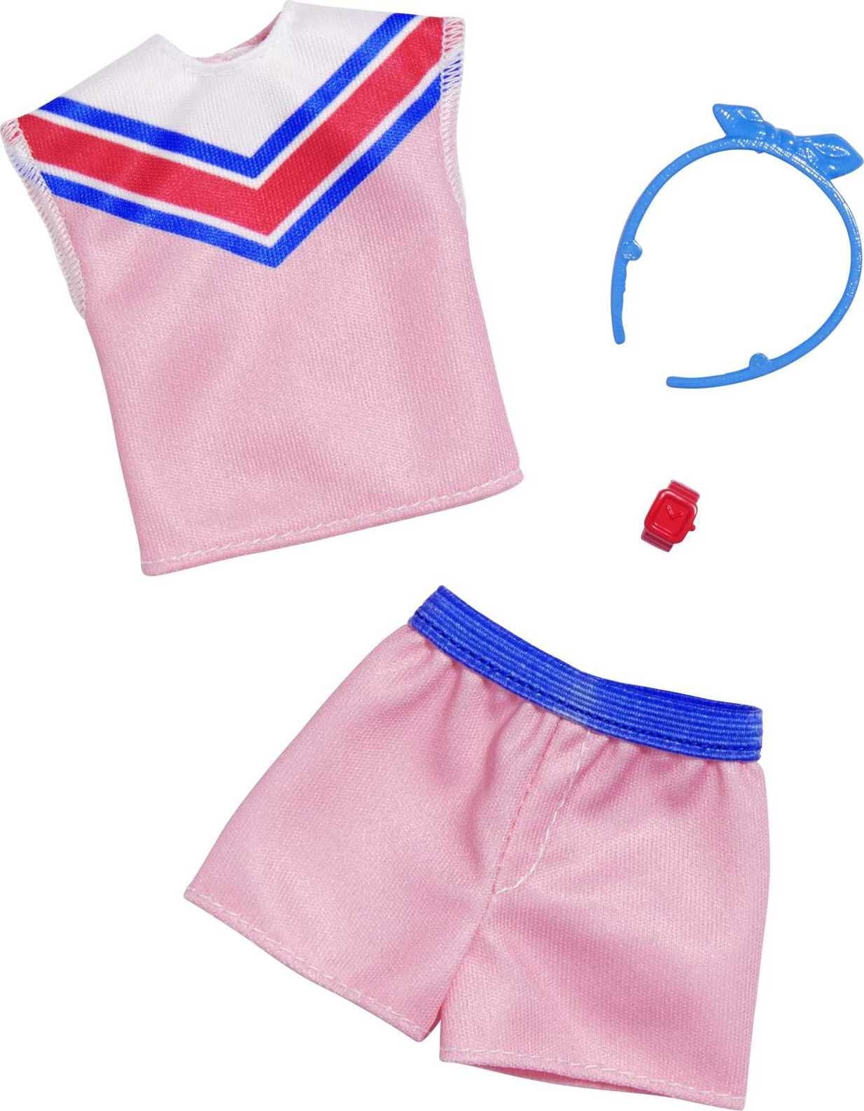 Barbie Fashions Doll Clothes with Sporty Shirt & Pink Shorts with 2 Accessories (1 Outfit)
