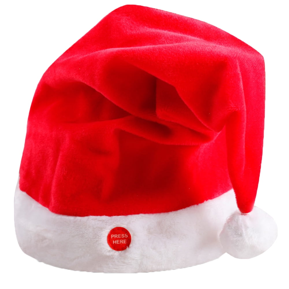 1 Pcs Plush Christmas Hat Singing Dancing Moving Santa Hat Xmas Party Santa Cap 