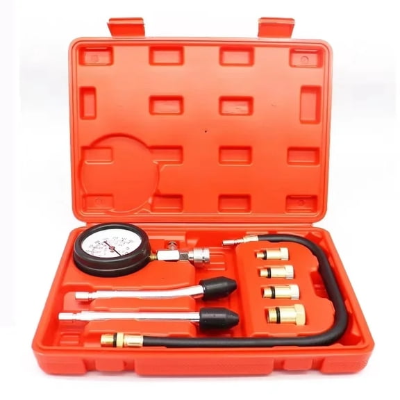 Professional Gasoline Engine Cylinder Compression Tester Kit, Automotive Pressure Gauge with M10 M12 M14 M18 Adapters, Engine Cylinder Pressure Test Tool for Gas‑Powered Vehicle Diagnostic
