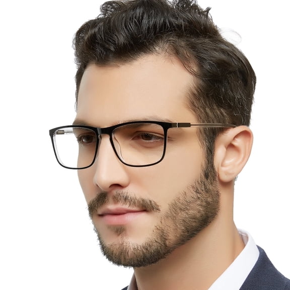 OCCI CHIARI Men's Reading Glasses Large Readers (Black/Transparent)with Acrylic Lens