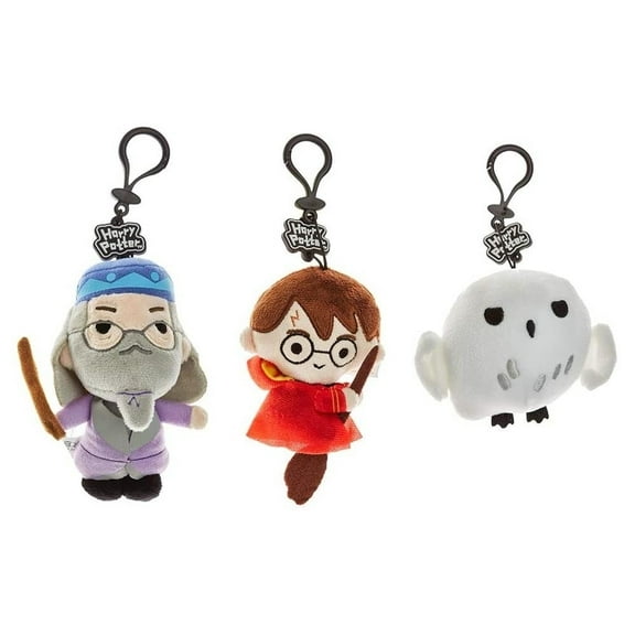 Harry Potter Plush Keychain 3pk Dumbledore Hedwig Hogwarts Ornament Zipper Pull Set PMI International