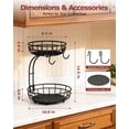 thumbnail image 6 of Tmtamye Fruit Basket with Removable Banana Hook, 2-Tier Metal Countertop Storage Basket for Kitchen Counter, Black, 6 of 11