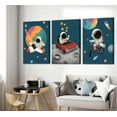thumbnail image 3 of 3 Pcs Space Nursery Canvas Wall Art Whimsical Outer Space Astronauts Kid Painting Pictures Wall Decor Poster Print Artwork for Boys Room Girls Room Kids Room Decoration, 3 of 6