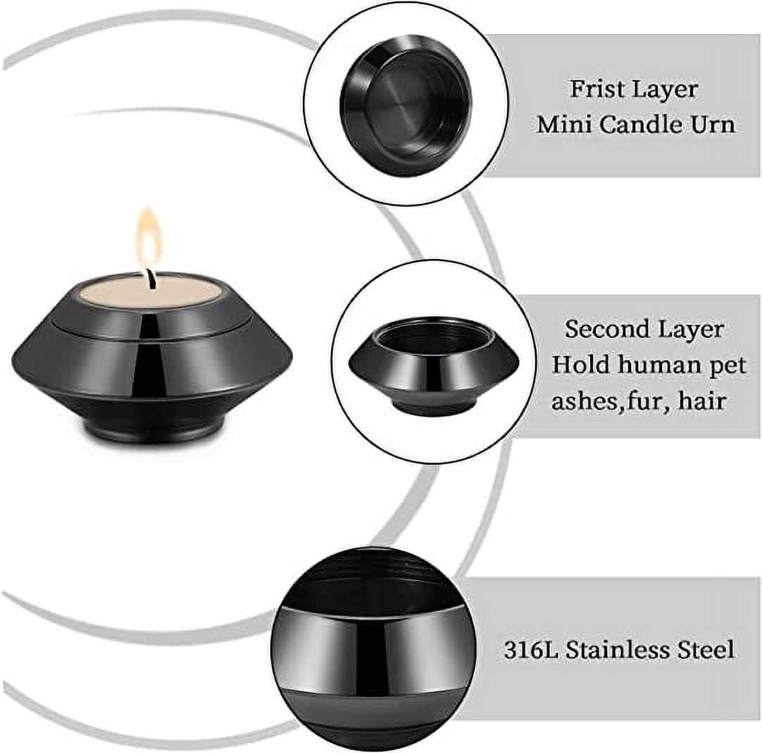 2 IN 1 Candle Ash Holder Keepsake Urn for Ashes Candlestick Urns Keepsake Cremation Urn for Human Ashes-316L Stainless Steel