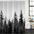 thumbnail image 3 of Black Mist Forest Waterproof Fabric Shower Curtain,Retro Country Watercolor Tree Scenery Waterproof Fabric Shower Curtain for Bathroom Curtains Bathtubs Shower Curtains with 12 Hooks Stall 54x78in, 3 of 8